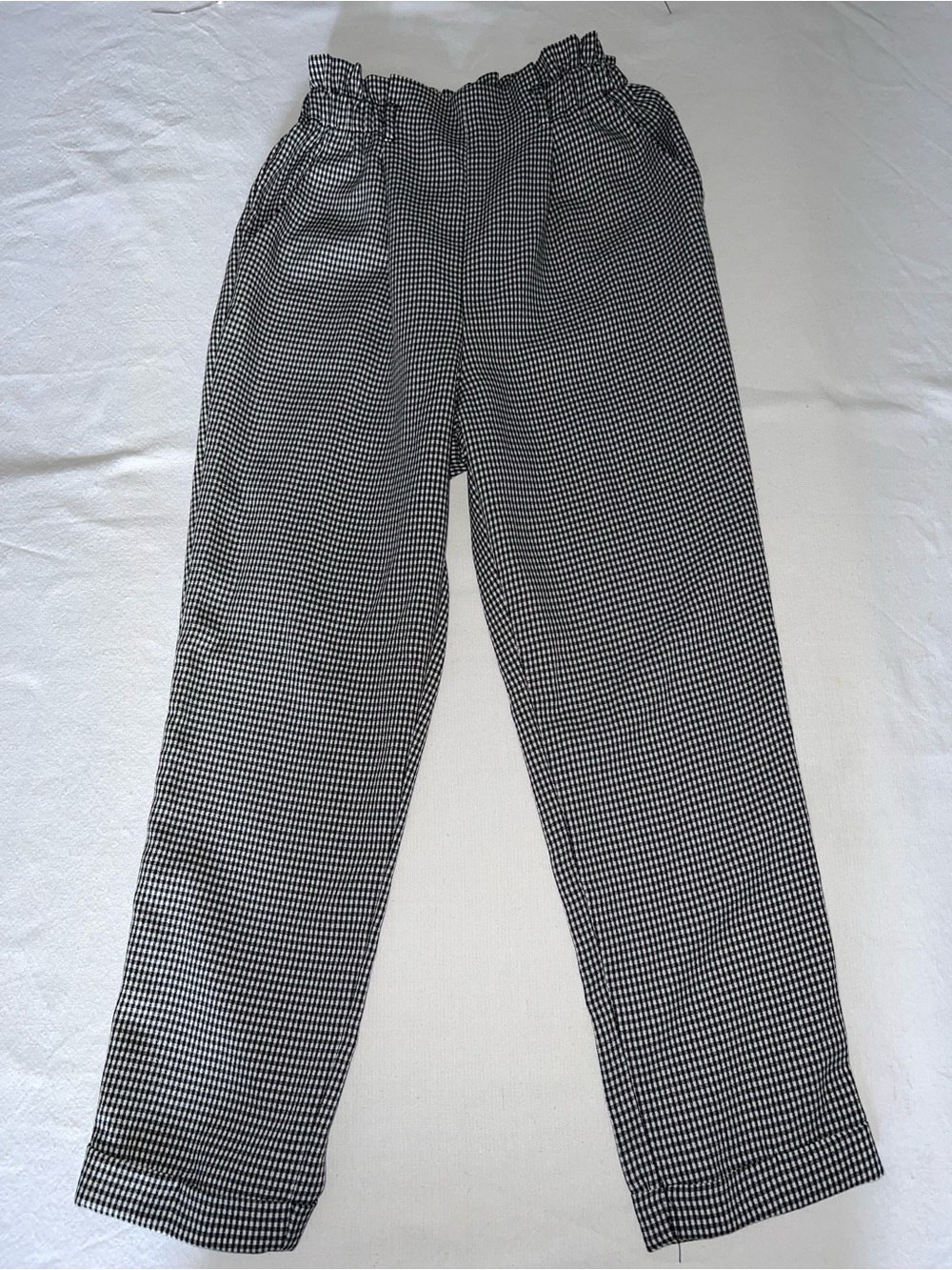 Girls Black & White Houndstooth Elastic Waist Pants
